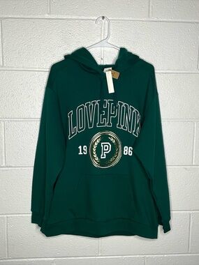 < NWT Victoria’s Secret PINK Logo Pullover Hoodie Size Large >